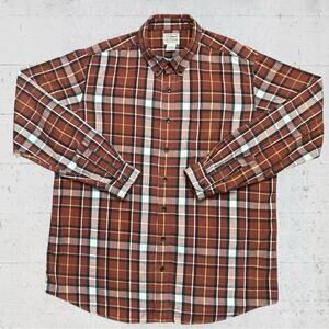 LL Bean Men's Plaid Flannel Button-Up Shirt Long Sleeve Size L Tall